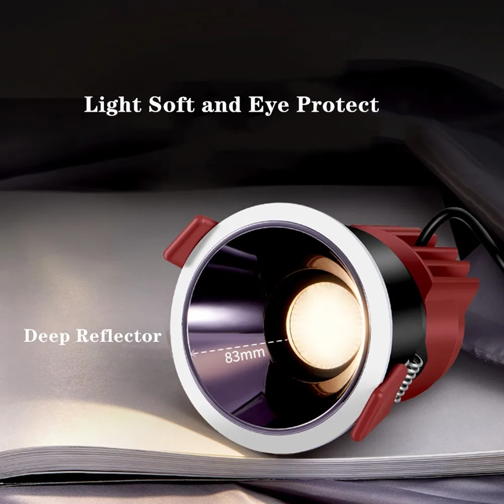 Глубокий антибликовый встраиваемый точечный светильник 220 В 110 Светодиодный 15 Вт