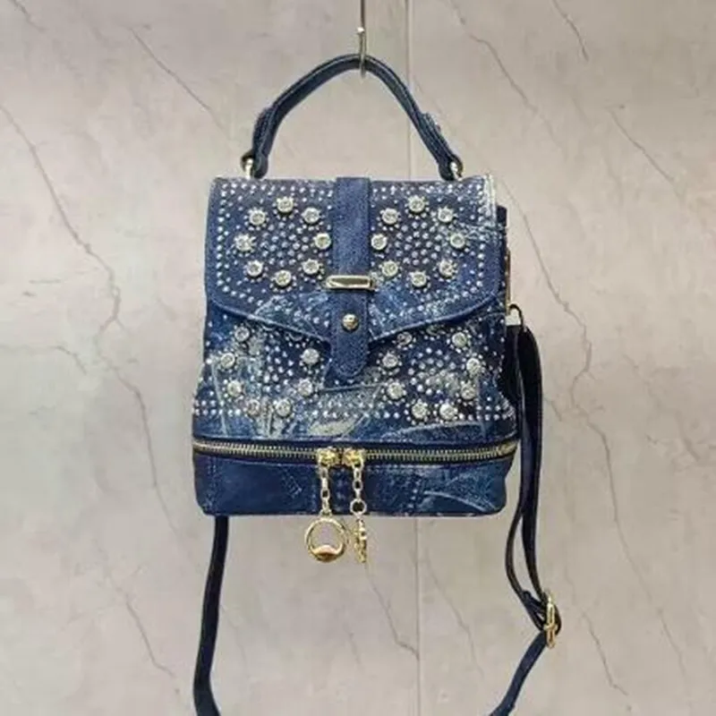 Backpack rivet diamond crossbody bag Trend Fashion cowboy tote bag for women