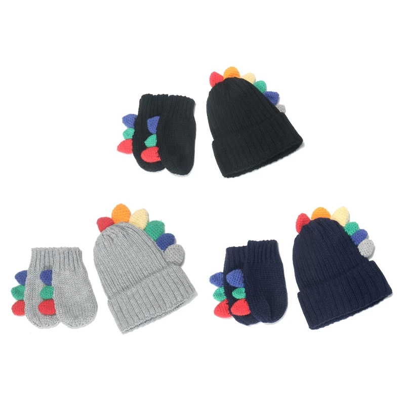 

Зимние шапки и перчатки для мальчиков с динозавром