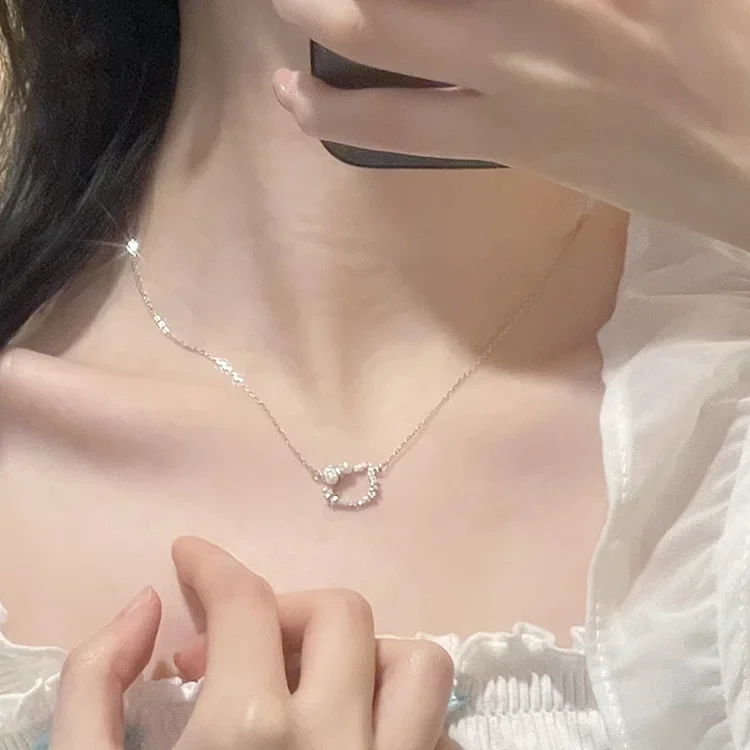 Милые аниме HelloKittys ожерелье милая мультяшная цепочка до ключиц алмазная подвеска