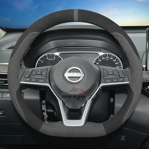 Замшевый кожаный чехол на руль автомобиля D-типа для Nissan Ariya 2024 2025 Sentra 2020-2025 Juke N-Sport 2020-2024, аксессуары
