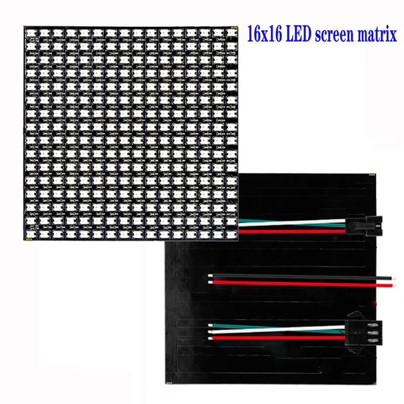 

Цифровая Гибкая индивидуально Адресуемая панель WS2812B RGB Φ WS281216x16, модуль, матричный экран DC5V