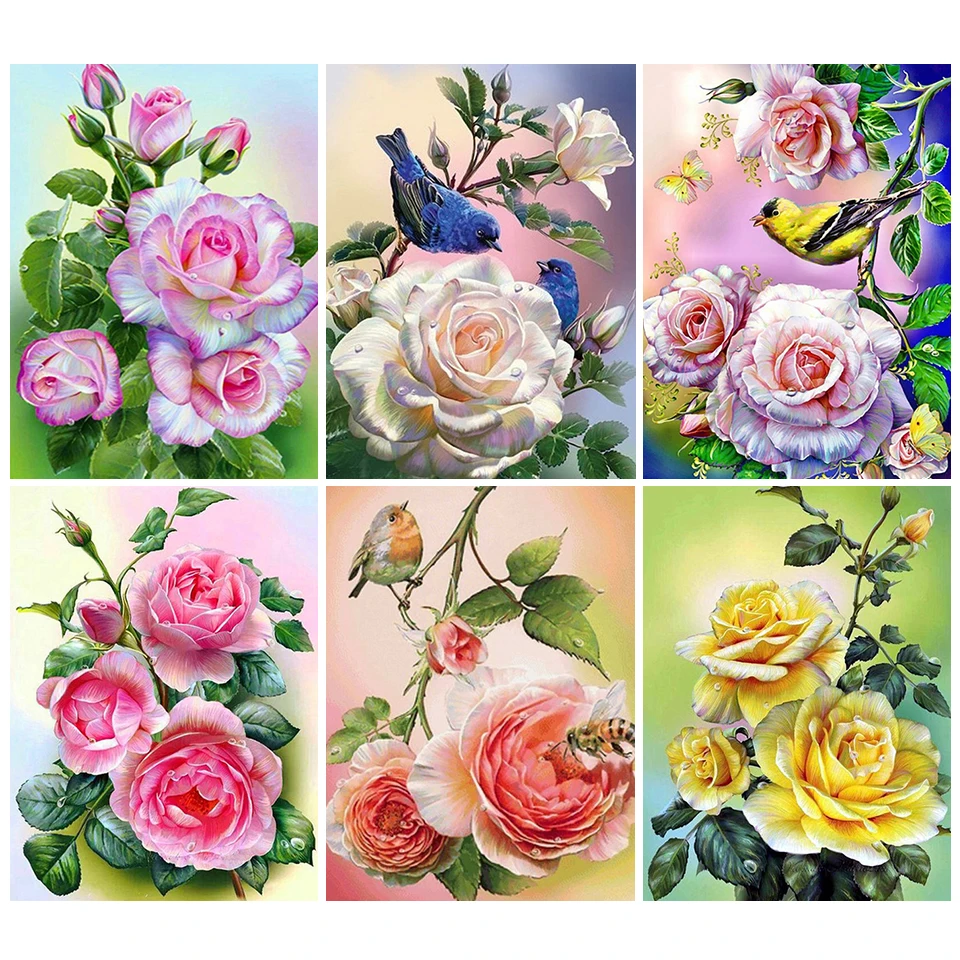

5D DIY Diamond Painting Flower and Bird Cross Stitch Set Wall Art Painting Rhinestone Home Decoration Wall Sticker Gift