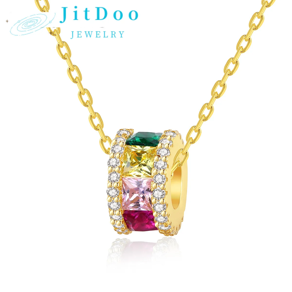 

Цветное ожерелье JitDoo S925 серебряная подвеска цепочка на ключицу цветная циркониевая простая модная для женщин подарок на день Святого Валентина драгоценность