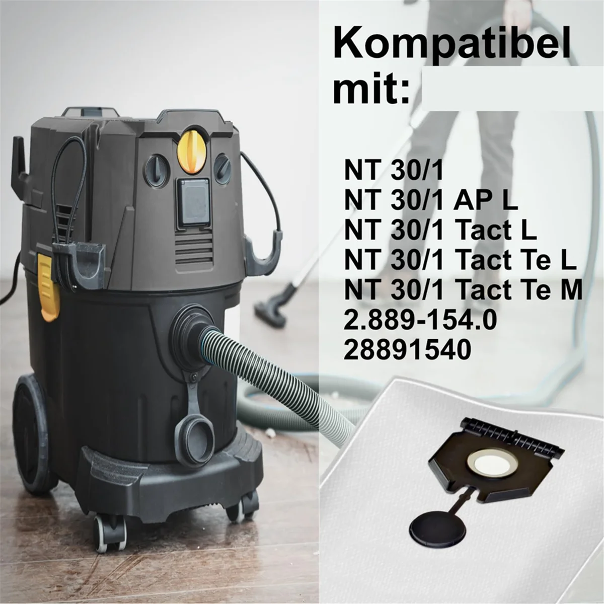 Фото Мешок для пылесоса Karcher 2,889-154,0, подходит для пылесоса Kaercher(NT30/1)Nt 30/1 Ap-Tact,Te,L,M, 10 шт. №5