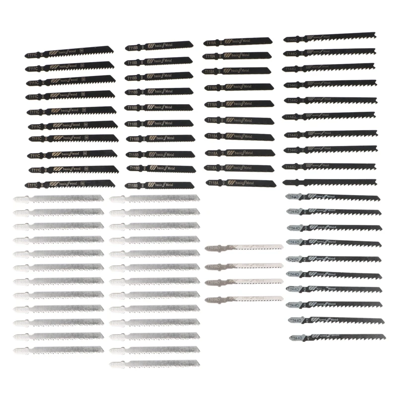 

80Pcs Lengthen Jig Saw Blade Jigsaw Blades Set Wood Assorted Blades Wood Plastic Woodworking Cutting DIY Power Tool