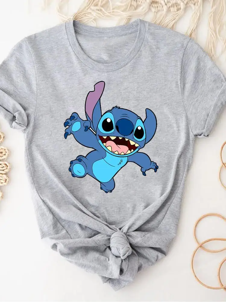 

Disney Tee Funny Cute Lovely Holiday Cartoon Clothes Stitch Top Clothing Women Female Fashion Casual Graphic T-shirts