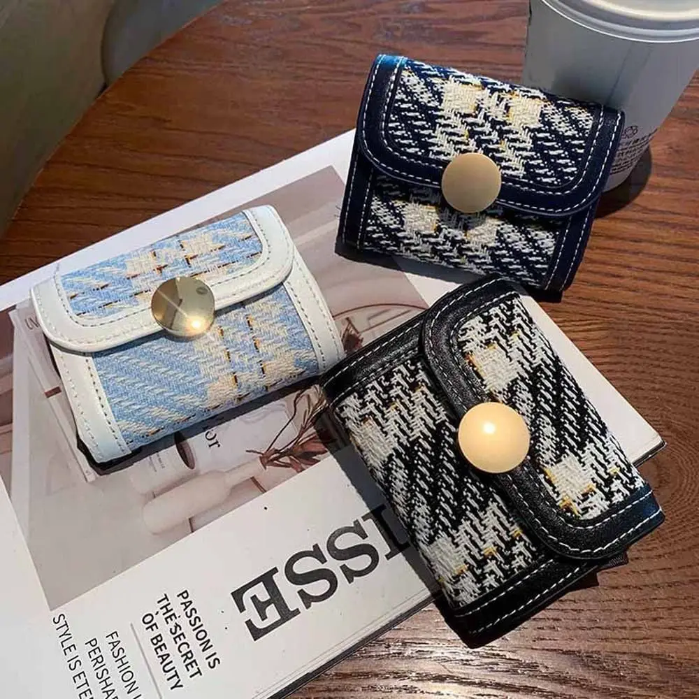 

Button Girls Money Bag Small Purse Wallets Korean Card Holder Lattice Purse Wallets Stripe Coin Purse Women Money Bag