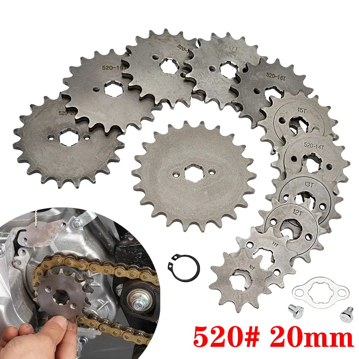 Передняя Звездочка двигателя 520 # Chain 20 мм 10T - 21T для Loncin Zongshen Lifan Shineray 150 200 250cc ATV квадроцикла мотоцикла