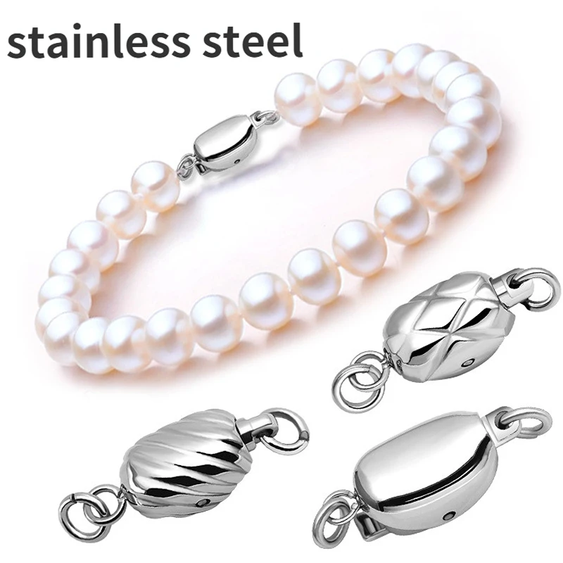 

Stainless Steel Stick Buckle Pearl Chain Connection Clasp Pea Button DIY Bracelet Necklace Buckle for Jewelry Making Accessories