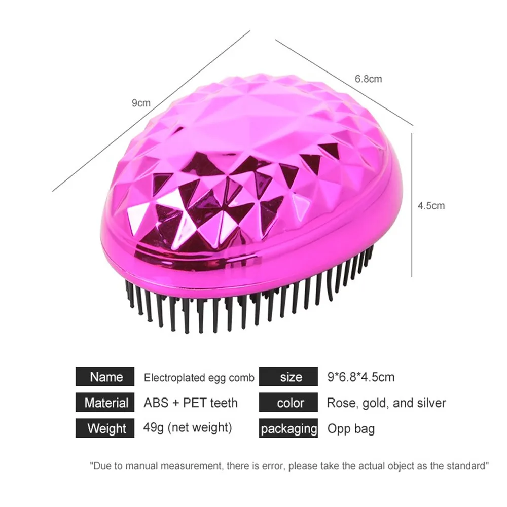 Women's Fashion Cute Electroplating Diamond Pattern Egg Comb Smooth Comfortable Massage Soft Styling Tools Hair Brushes |