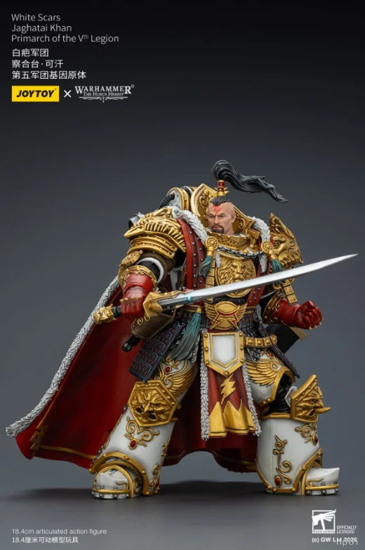 Фото Фигурка JOYTOY Warhammer 30K White Scars Jaghatai Khan 1/18, коллекционная модель, подарок, украшение №5