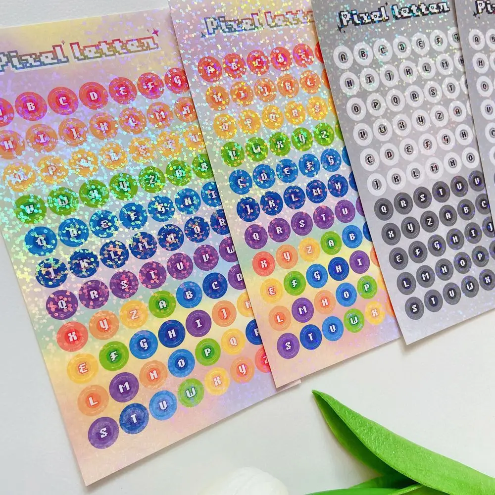 

Korean Colourful Alphabet Letters Glitter Laser Stickers Decorative Hand Account Diary decorative sticker Stationery Stickers