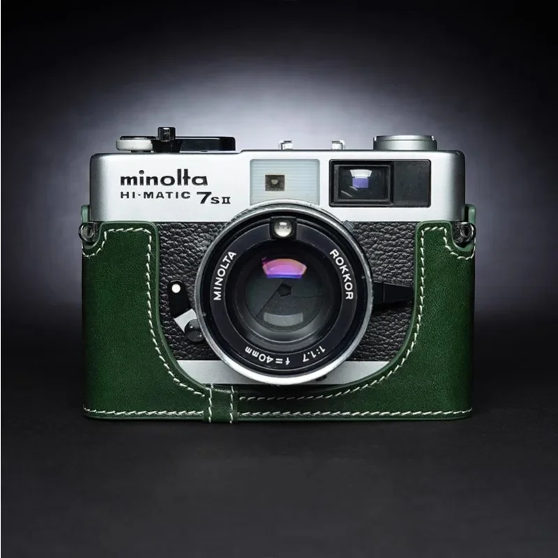 Чехол ручной работы из натуральной кожи для фотоаппарата чехол с рисунком Minolta