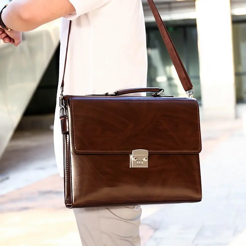 New Male Bring Password Lock Briefcase Diagonal Package Computer Laptop Bag Men Messenger Luxury Handbags Maleta school bag