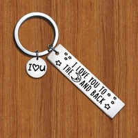 2022 i love you to the moon and back moon stainless steel key chain couple jewelry