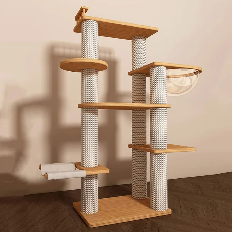 

Дерево для лазанья кошек из цельного дерева, Когтеточка для дома, скребочная игрушка, башня для когтеточки, принадлежности для мебели для домашних животных