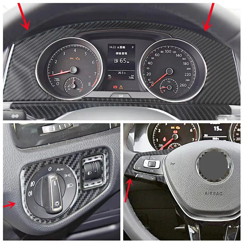 

Carbon Fiber Car Driver Ddashboard Modification Cover Trim Strips Decorative Stickers For Volkswagen Golf 7 Interior Accessories
