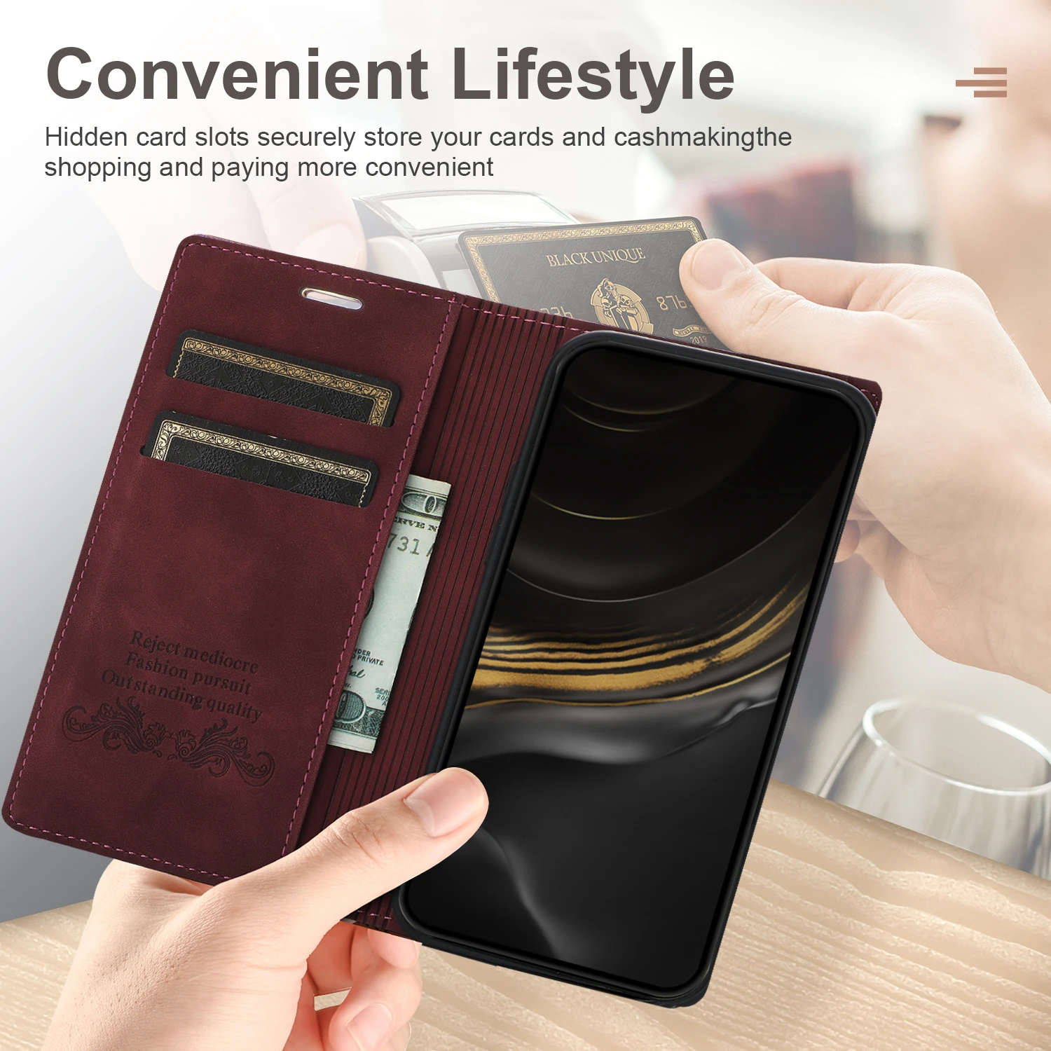 5 # Кожаный чехол-кошелек с защитой от падения раскладной чехол для телефона OPPO K7