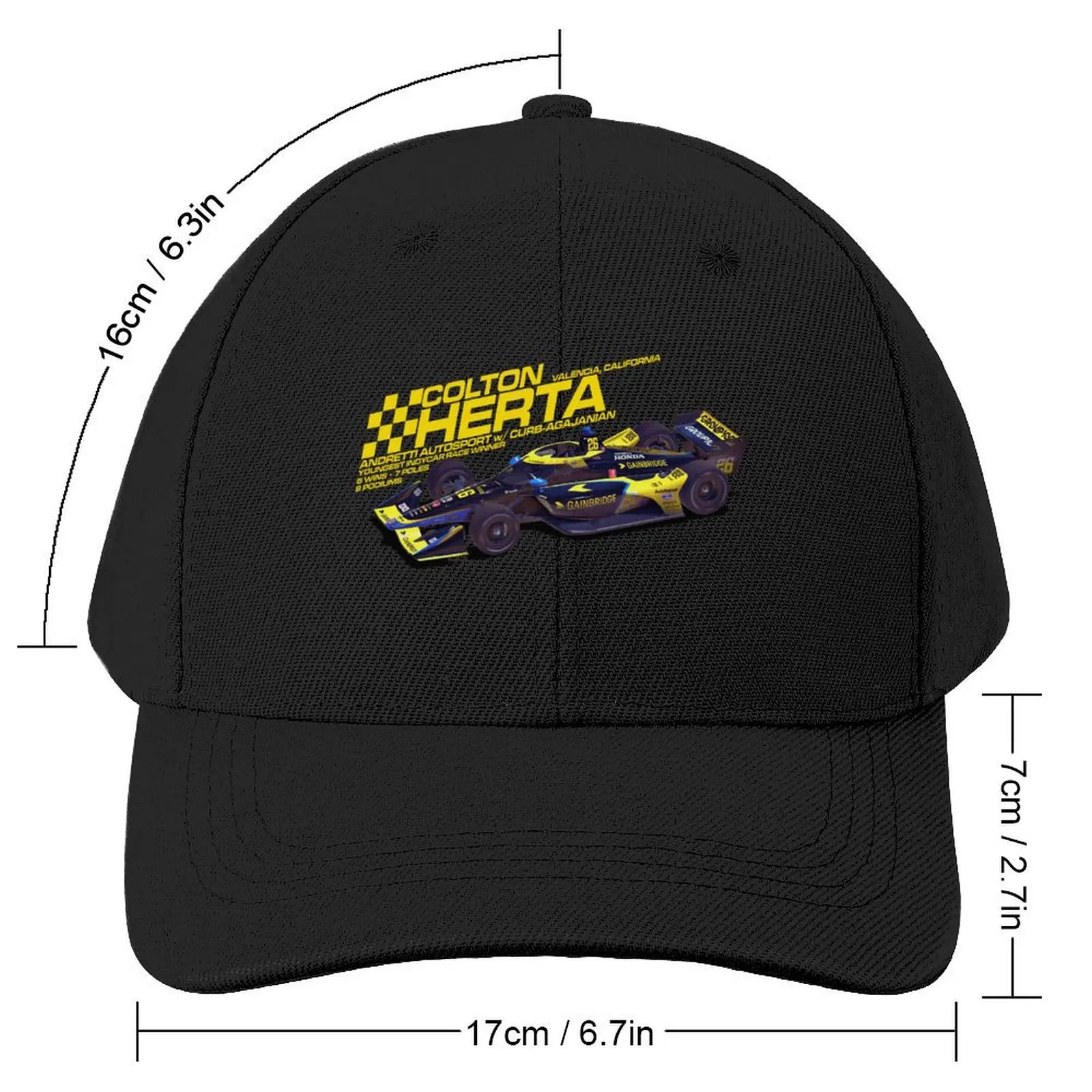 Colton Herta 2022 (желтый на черном) Бейсболка Летняя шляпа Прямая поставка Брендовая