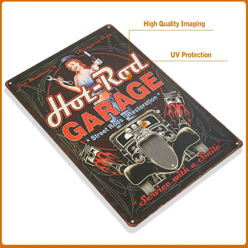 dingleiever-hot Rod Гараж Металлическая картина Винтажные кресты Домашний Настенный