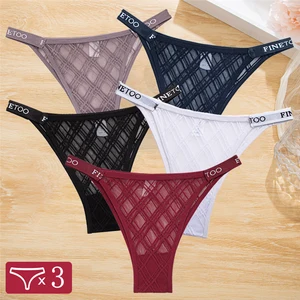 FINETOO 3Pcs/Set S-XL Panties for Women Sexy Low Rise Briefs Seamless Solid Color Underwear Girl Big