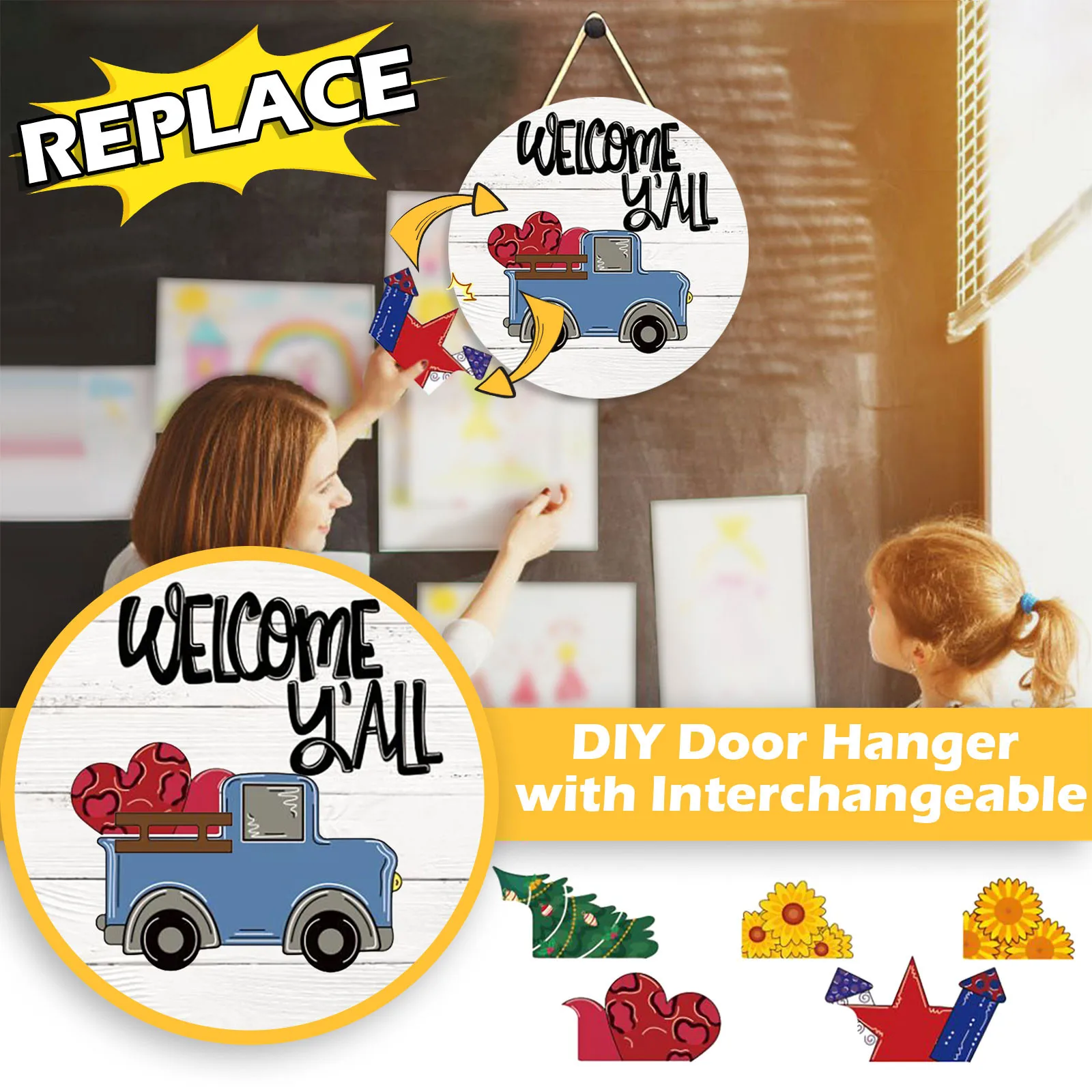 for Front Door with Initial Door Truck Interchangeable Be Hander Newest Hander Door Door 6 Christmas Wreath Fall Lighted Wreaths