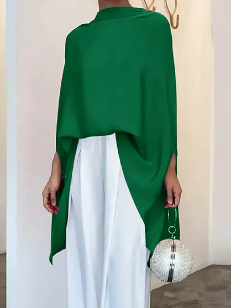 

Женская Футболка с рукавами «летучая мышь» и высоким воротником