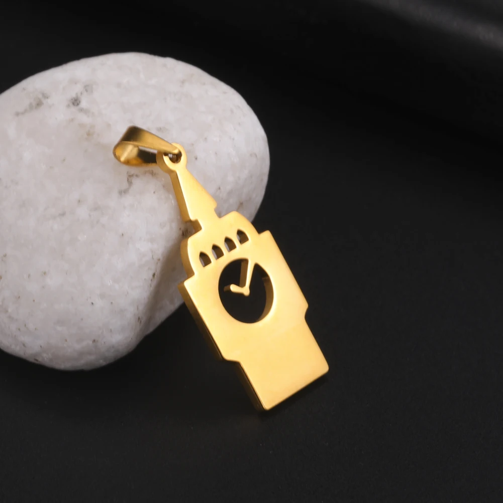 5pcs/Lot Stainless Steel Bell Tower Pendants Bulk Accessories Jewelry Charms For Women Necklace Bracelets Diy Making Wholesale