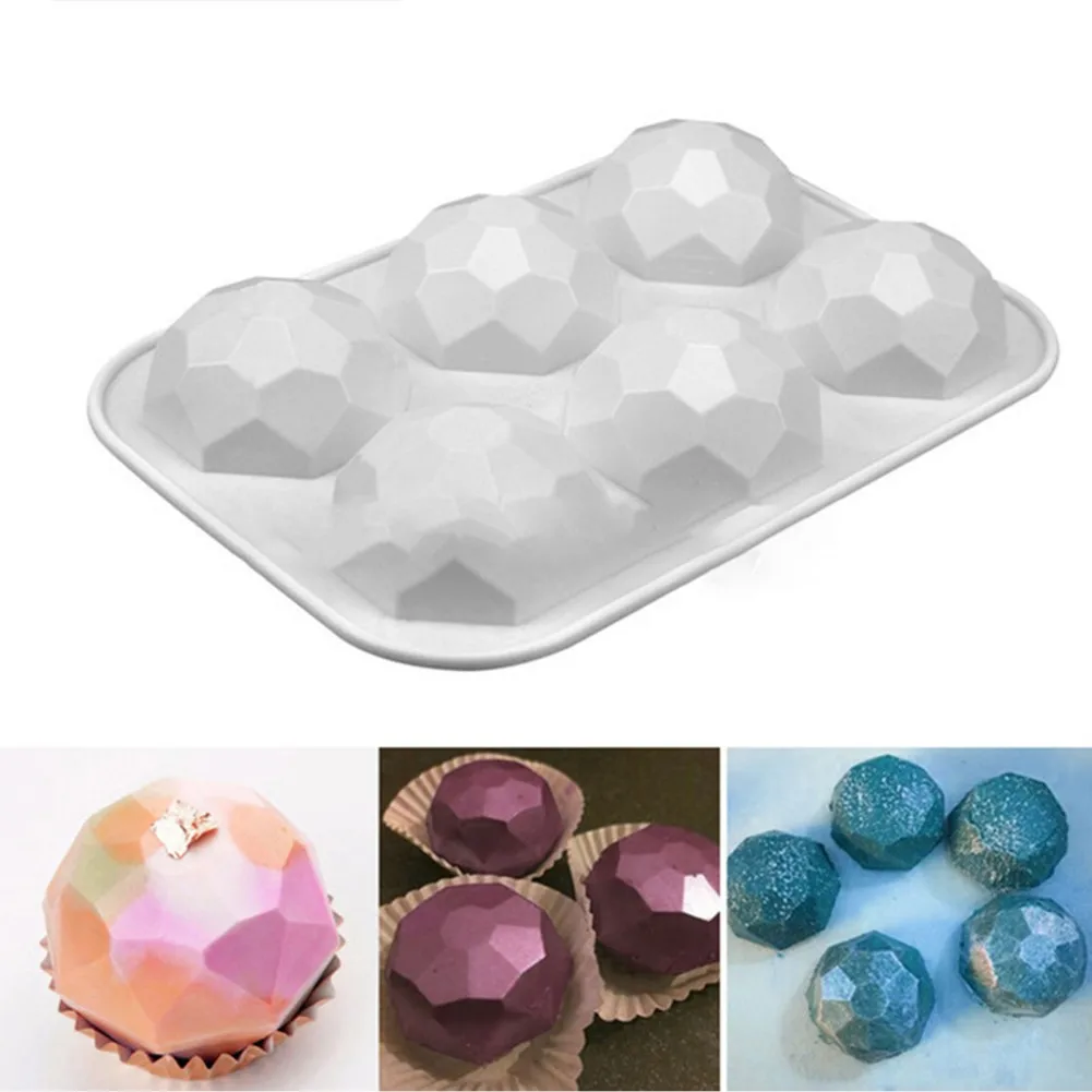 

3D Gem Chocolate Silicone Mold 6 Cavities Diamond Baking Mould For Chocolate Candy Cake Mold for Fondant Kitchen Baking Tool