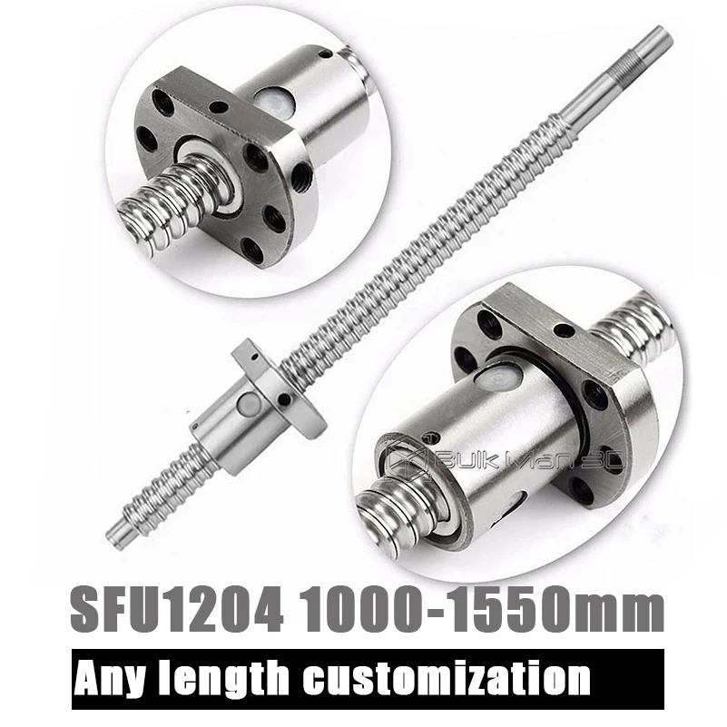 

Machined SFU1204 Ball Screw Rod 1000-1550mm C7 Roller High Speed Quiet Transmission Ballscrew With Single Ball Nut For CNC Parts