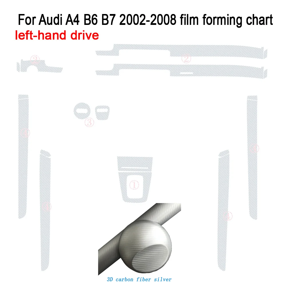 

Для Audi A4 B6 B7 2002-2008 внутренняя центральная панель управления дверная ручка 5D наклейки из углеродного волокна наклейки аксессуары для стайлинга автомобилей