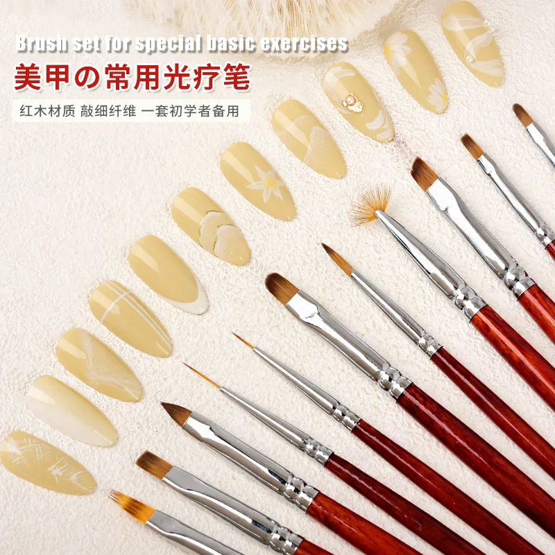 

Nail Pen Set Wooden Stick Tool Brush for Nail Shop Color Drawing Wire Round Head Phototherapy Pen Carving Gradual Halo Dye Pen