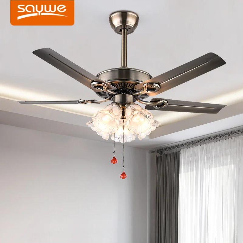 

Ceiling Fan Light with Iron Blades, Variable Frequency and Strong Airflow, Modern Nordic Style for Living Room, Dining Room
