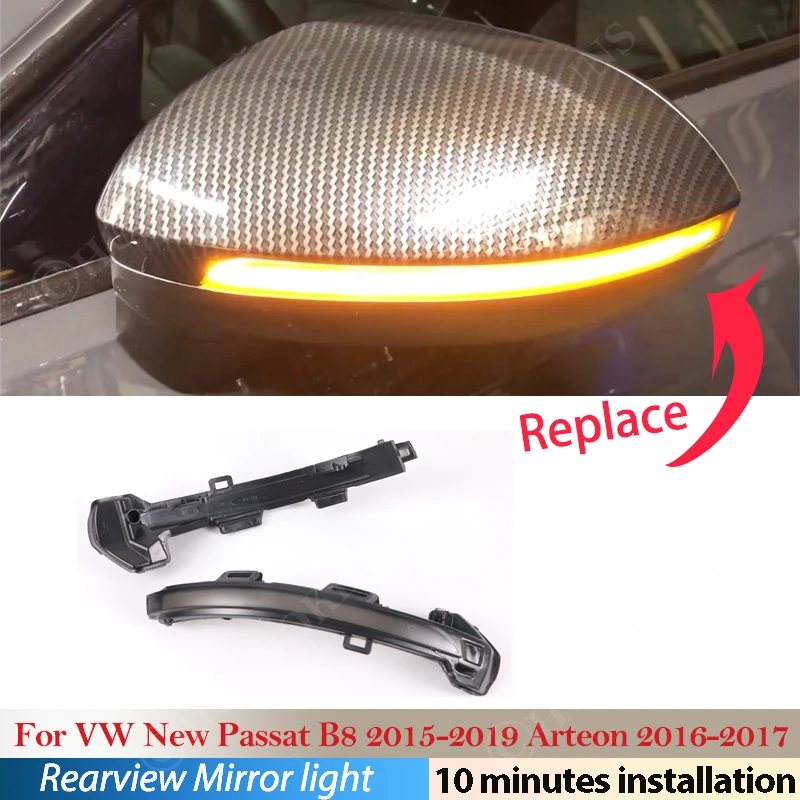 

LED Dynamic Turn Signal Blinker Sequential Side Mirror Indicator Light For VW Arteon 2016 2017 New Passat B8 Car Accessories