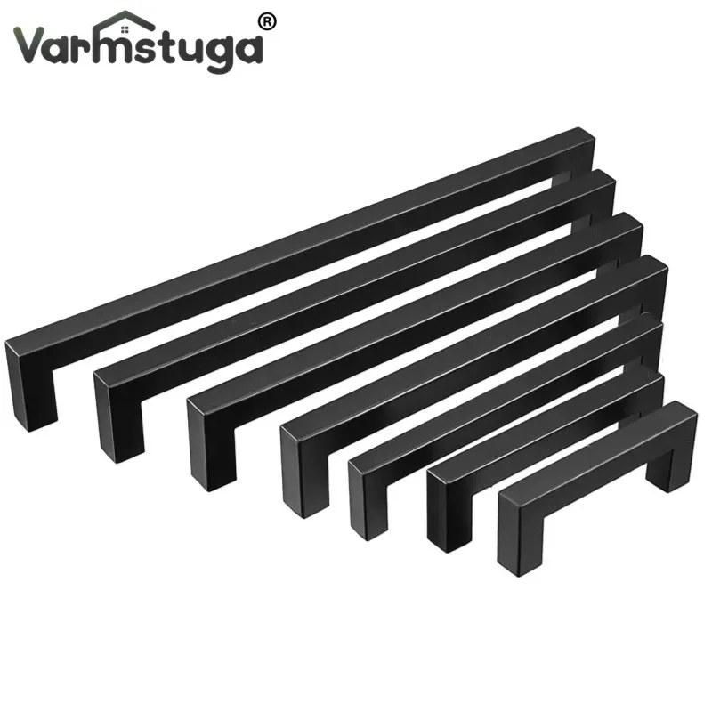 Ручка шкафа, квадратная черная современная мебельная фурнитура, ручки ...