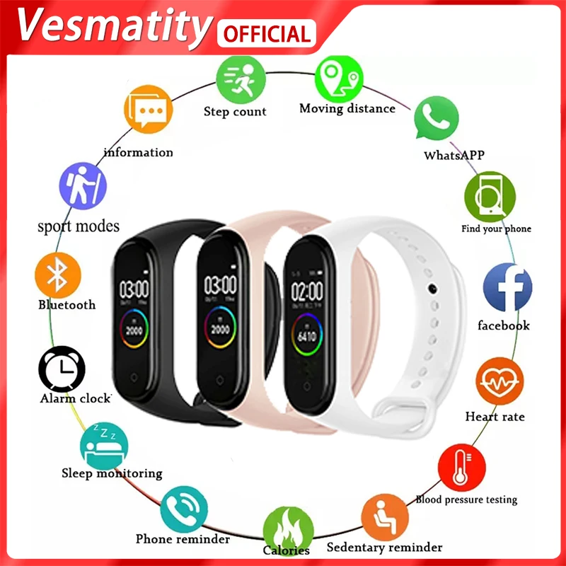 

M4 Smart Wristbands Bracelet Blood Pressure Heart Rate Monitor Fitness Tracker Smart Bracelet Bluetooth Waterproof Wirstband