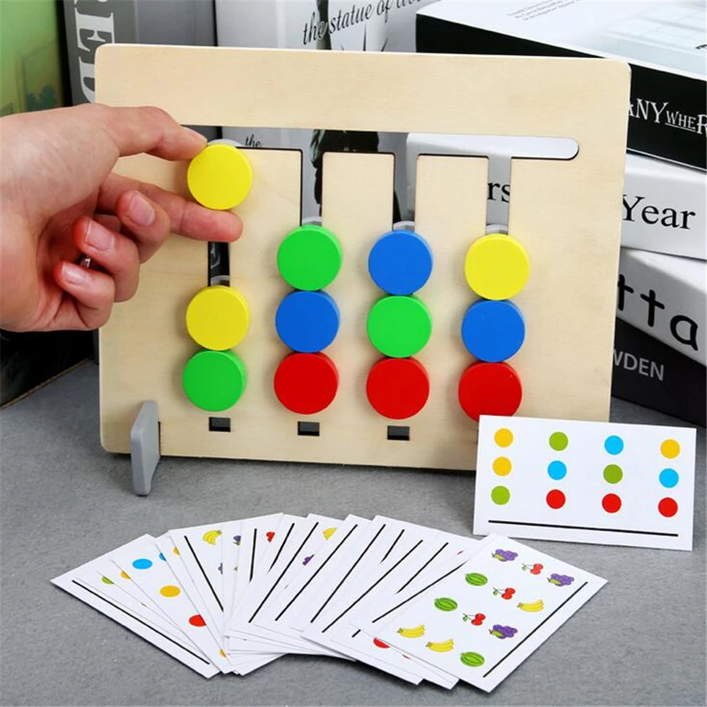 

Baby Four-Color/Fruit Matching Game Montessori Wooden Toys For Kids Logic 2 Side Child Logic Mathematics Educational Toys Gift