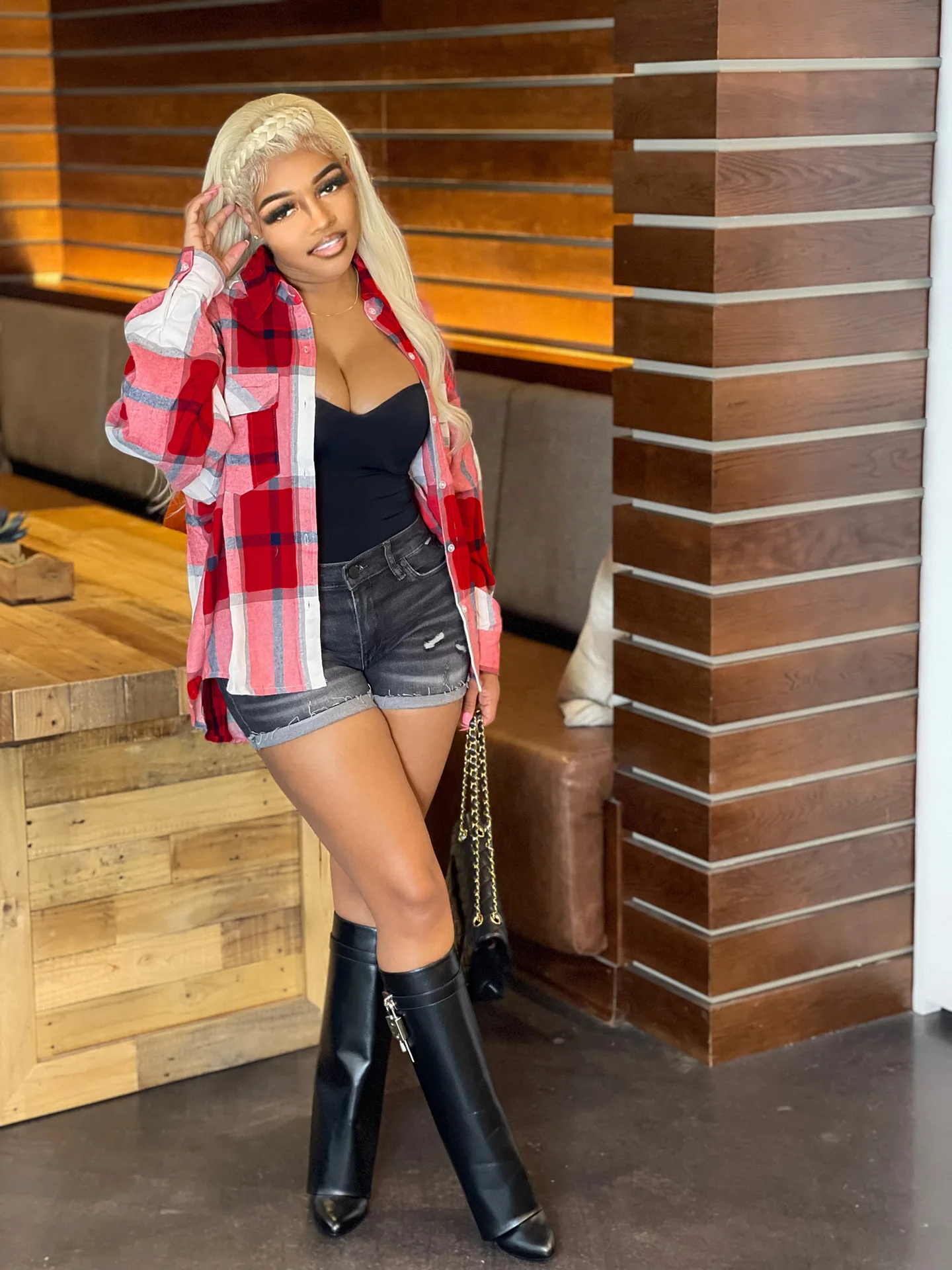 

Chocomist Tops Chic Plaid Print Women Shirt