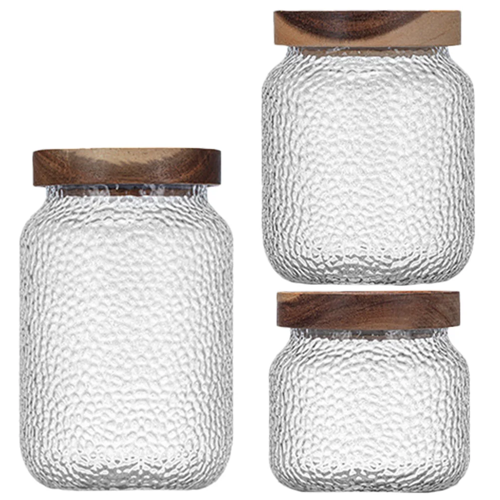 

Glass Coffee Container Acacia Wood Jar Food Jars & Canisters Containers Lids Pantry 14.5X8.5CM Sugar Silica Gel Flour