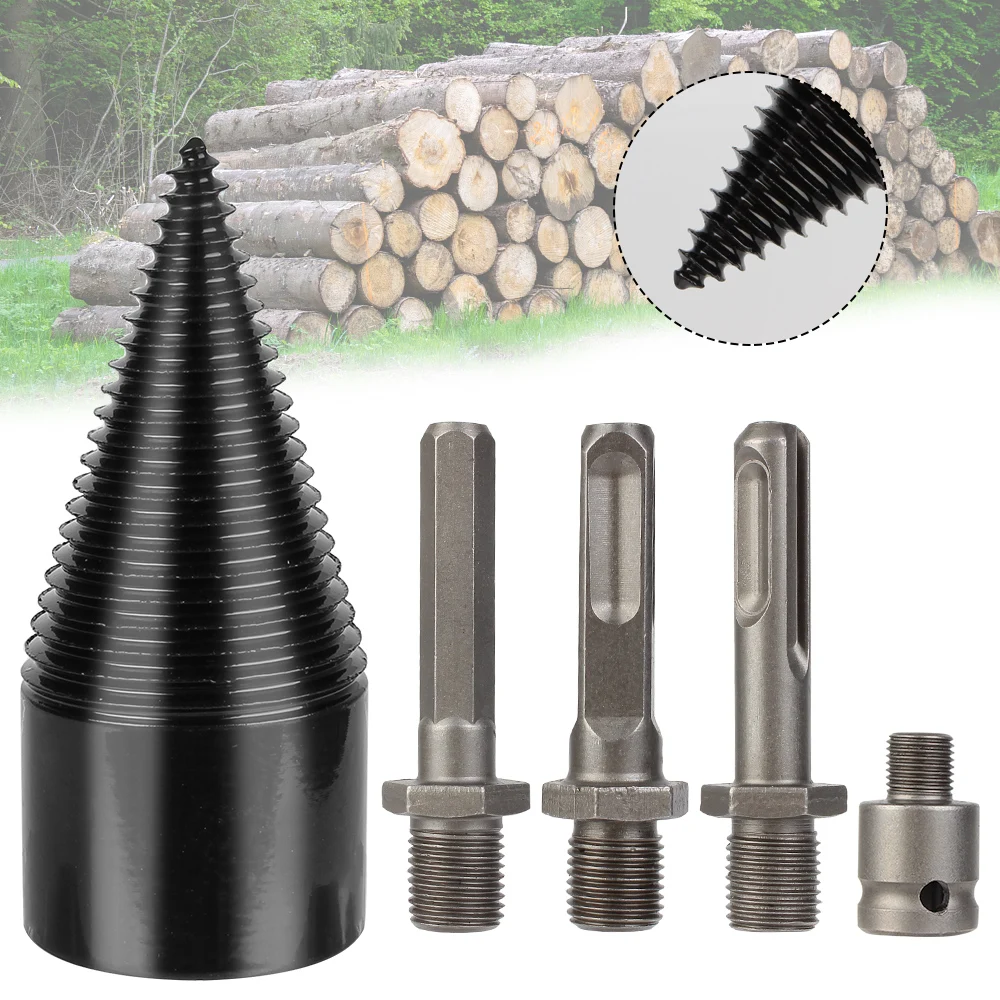 

Drilling Tool Wood Cone Reamer Punch Round/Hex/Triangle Shank Wood breaker Firewood Splitter Drill Bit 42mm