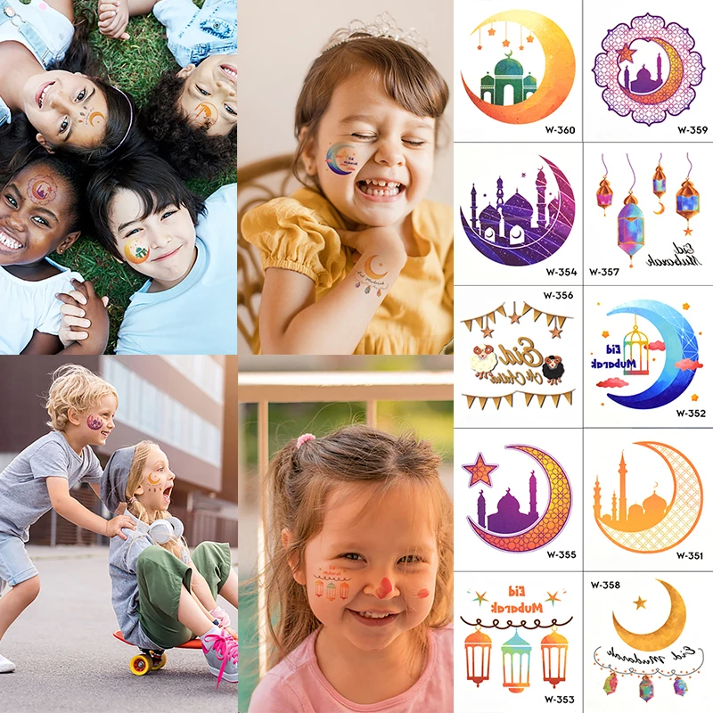Временные тату-наклейки Eid Mubarak 10/20 шт. Рамадан кареем украшение Исламские