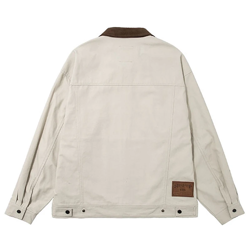 Мужская промытая куртка в американском ретро стиле однотонная Повседневная