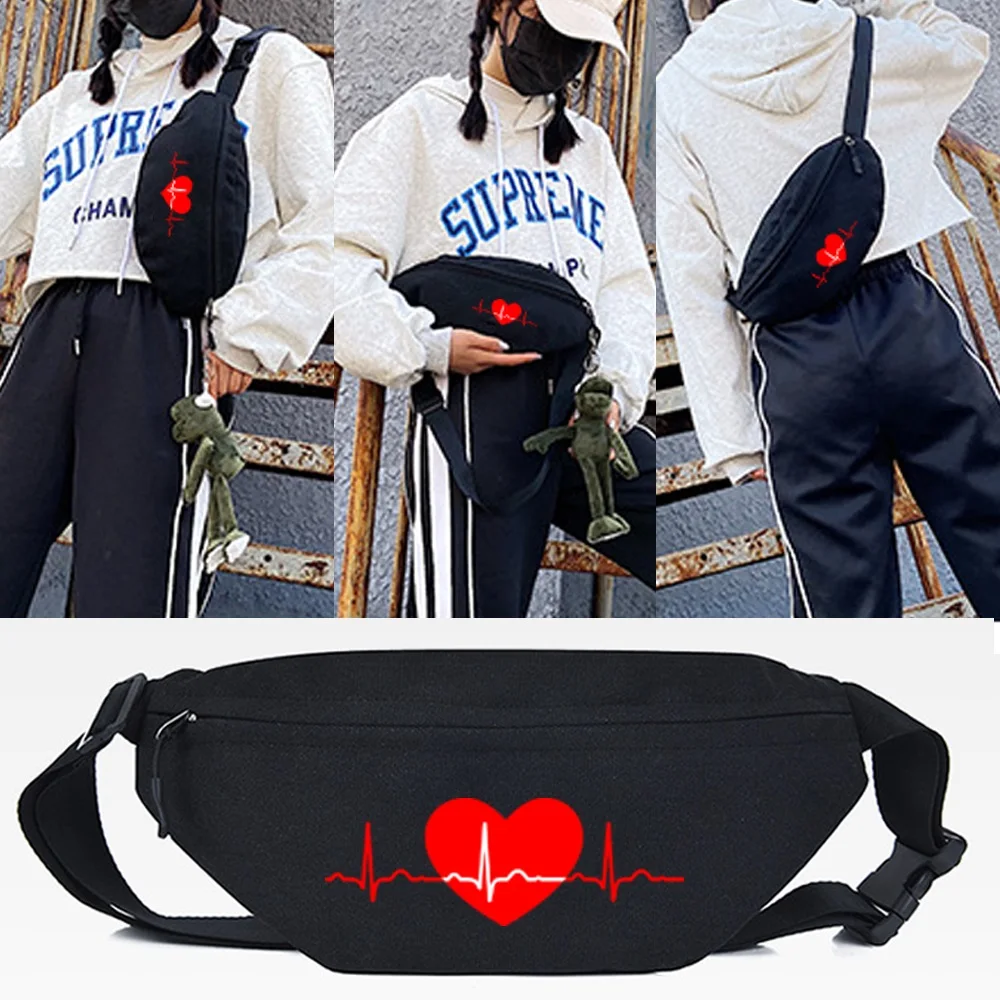 

Waist Bags Running Chest Pack Heart Rate Print Sports Bag Portable Phone Pounch Gym Bag Wallet Crossbody Shoulder Bags Men Women