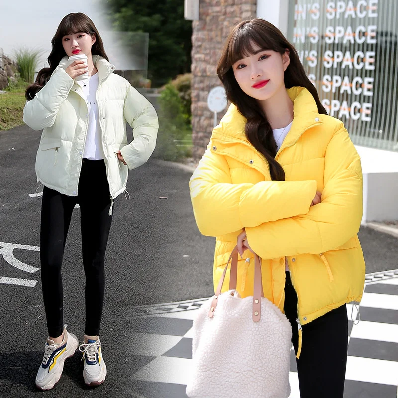 New Women's Parkas Solid 2022 Stand Collar Casual Winter Jacket Women Loose Cotton Padded Thick Coat Ladies Clothes
