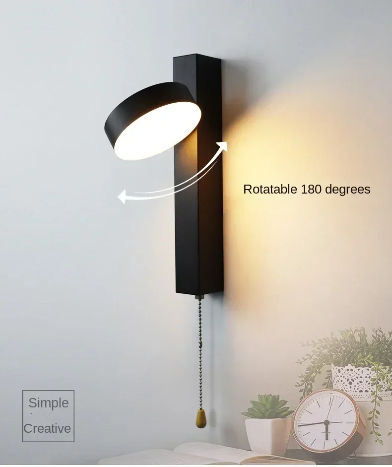 Настенные лампы в скандинавском стиле с выключателем вращающийся прикроватный