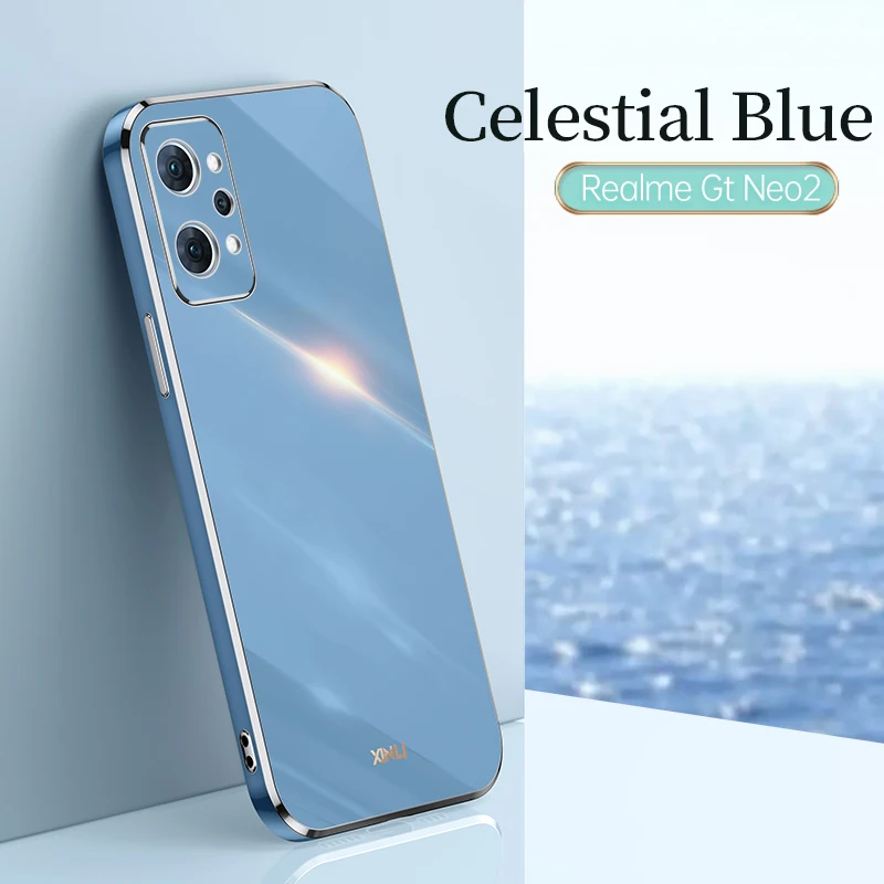 luxury glossy square plating phone case on for realme gt neo 2 gt2 pro neo2 2t gt 5g shockproof soft tpu back cover phone cases free global shipping