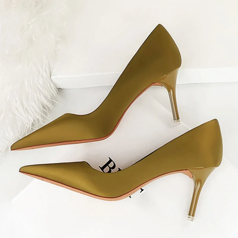 Элегантные Женские Оранжевые Атласные туфли-лодочки на высоком каблуке 7 5 см 10