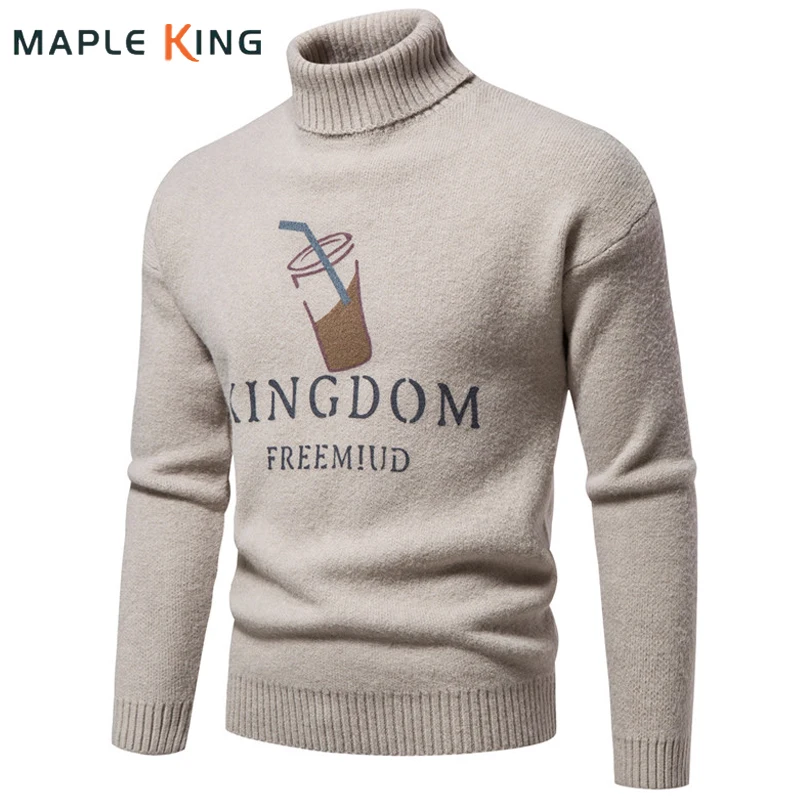 

Winter Turtleneck Thick Mens Sweaters Korean Fashion Print Jacquard Pullover Warm Soft Knitted Sweaters Boys Jersey Pull Homme