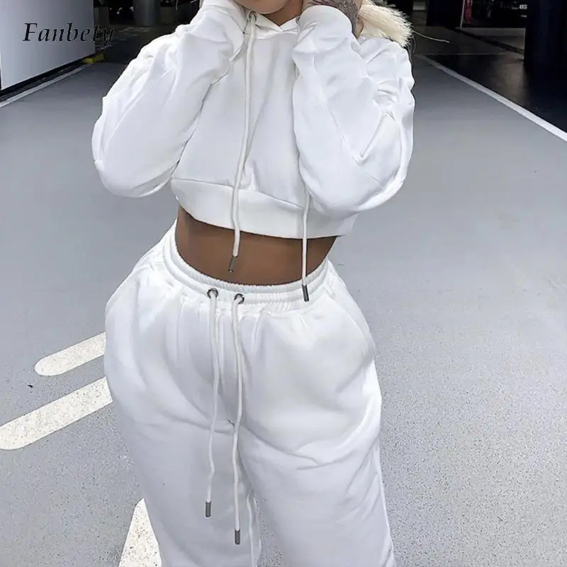 

Women Fashion Hooded Tracksuit 2Pc Sets Casaul Long Sleeve Loose Outfits Elegant Pullover Sweatshirt & Lace-up Long Pants Suits